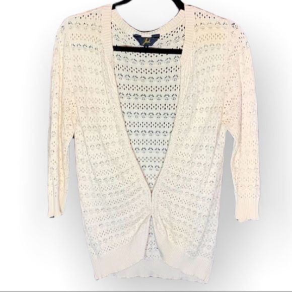 Jack 3/4 Sleeved Patterned Knit Cream Cardigan Hook Closure M (H-003) - Picture 1 of 5